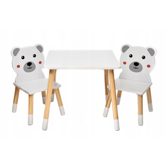 Dětský stůl a 2 židličky medvídek bily