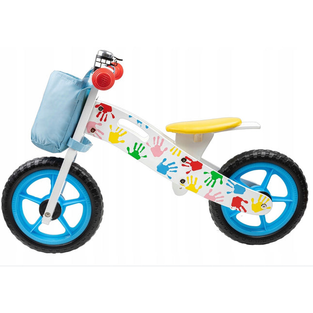 Odrážedlo Dřevěné balanční kolo s taškou a zvonkem Wooden Toys - barevne