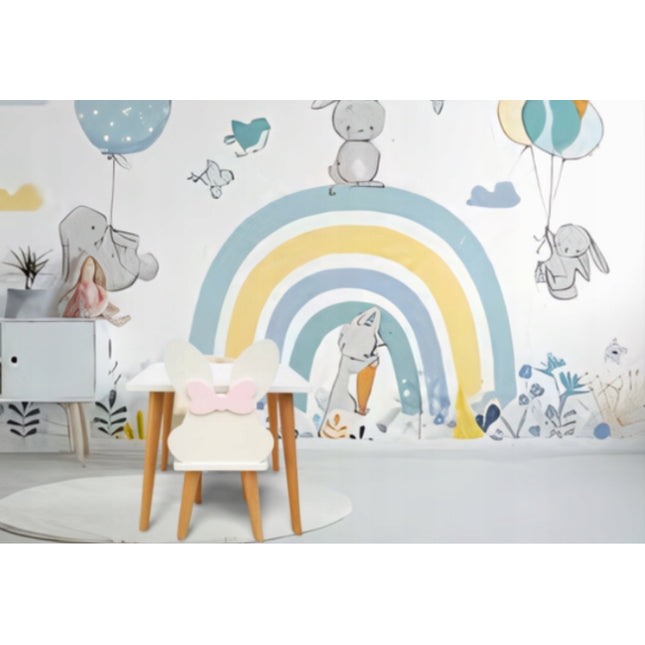 Dětský stůl a židlička zajíček s mašlí, sada 2 kusů