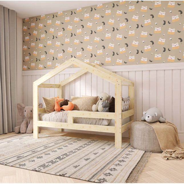 Postel domečkova 90 x 200 cm borovice PD včetně roštu