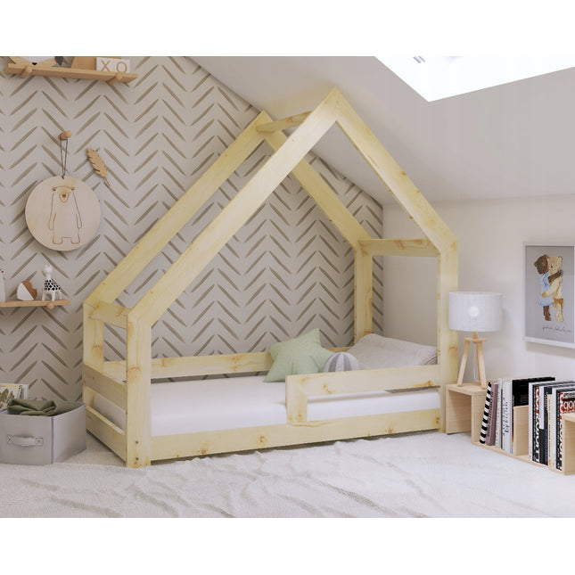 Postel domeček 70 x 140 cm borovice PD včetně roštu asymetrické