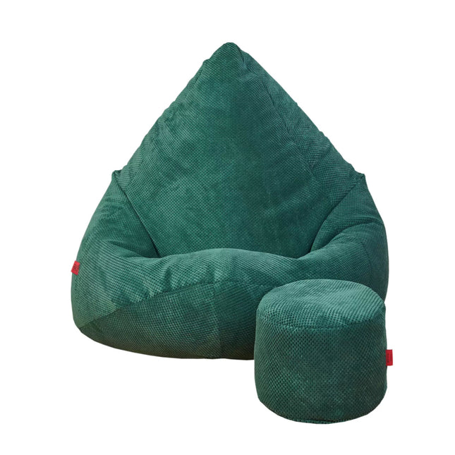 Sedací vak + podnožník zelený Sako Loft samet