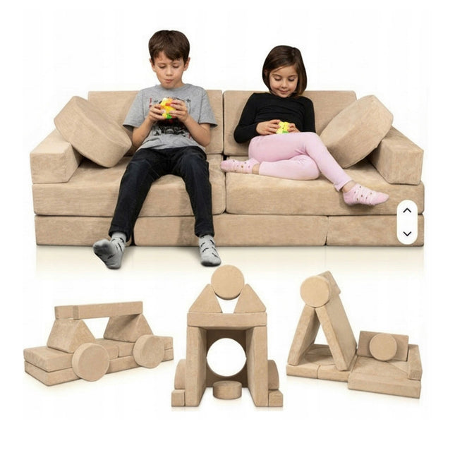 Molitanové modularni hřiště sofa hrací pohovka bunkr - velká sada 14 dílu - 14 kreativních kostek