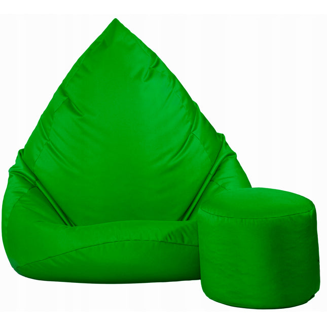 Sedací pytel XXXL s podnožníkem – tmavé zelený| Pro interiér i exteriér