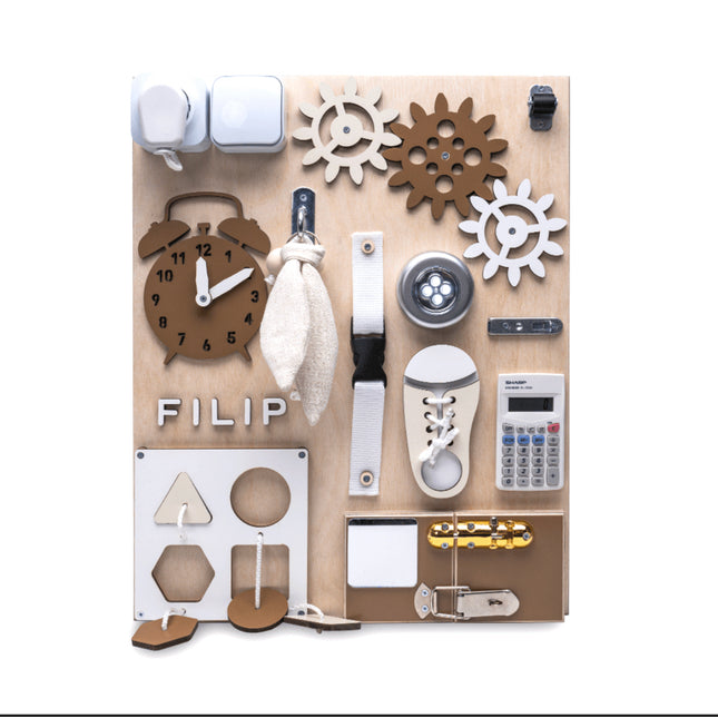 Activity board dřevěná senzorická deska Manibox střední Filip - personalizovaná