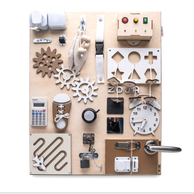 Activity board dřevěná senzorická deska Manibox BOHO Zoja velká - personalizovaná