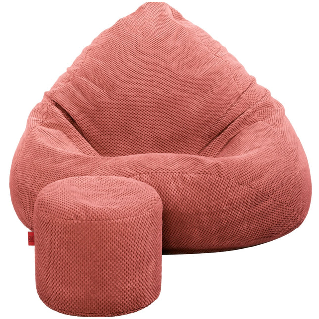 Sedací vak + podnožník lososový Sako Loft samet střední