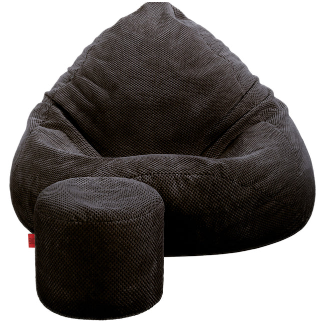 Sedací vak + podnožník černý Sako Loft samet střední