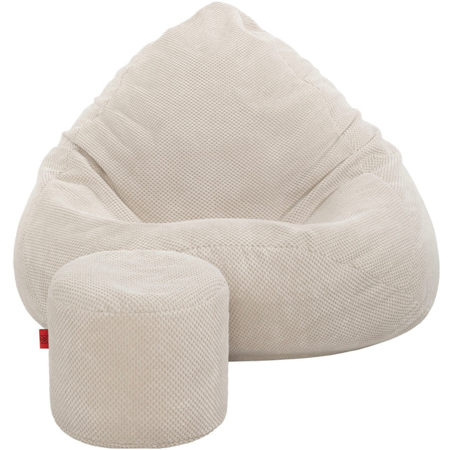 Sedací vak + podnožník béžový Sako Loft samet