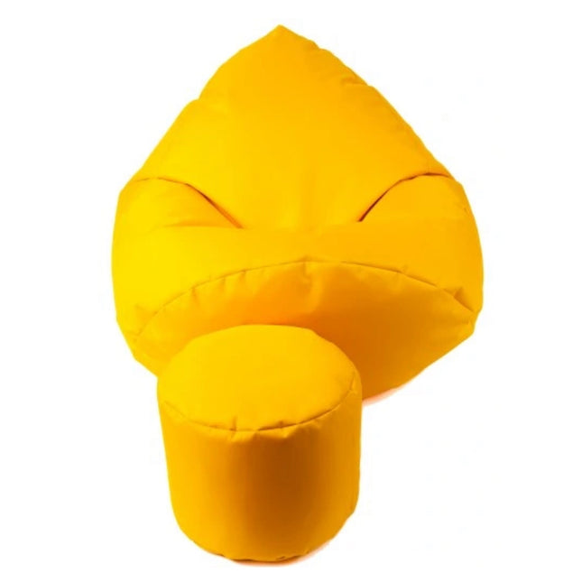 Sedací pytel XXXL s podnožníkem – žlutý| Pro interiér i exteriér