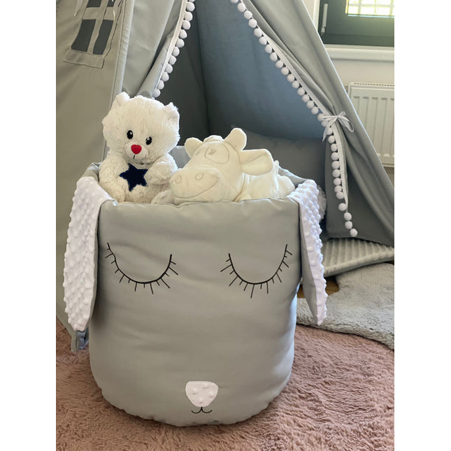 Koš na hračky velký 45x40cm Králíček šedo-bílý