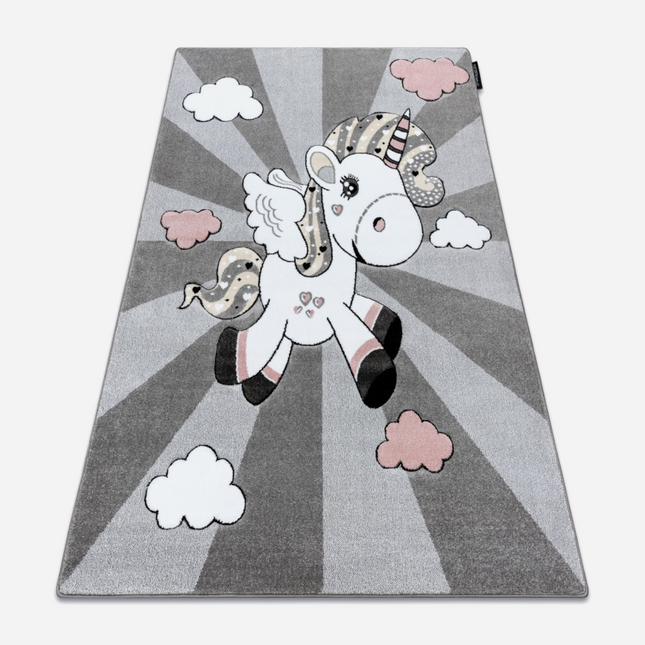 Dětský kusový koberec Petit Unicorn Jednorožec grey
