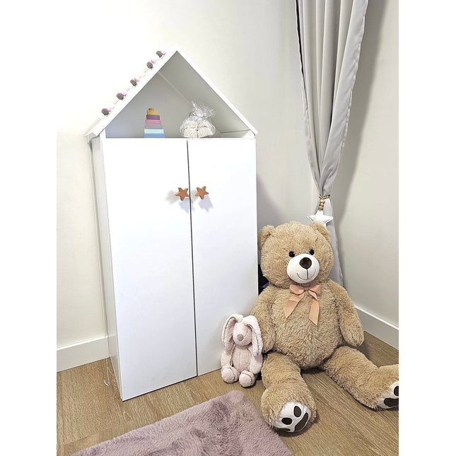 Dětská šatní skříň domeček - bílá