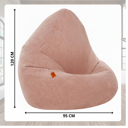 Manšestrový BOHO sedací vak SAKO ružový + podnožka L
