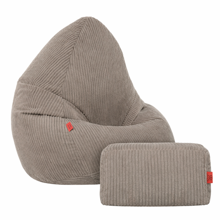 Manšestrový BOHO sedací vak SAKO taupe + podnožka S