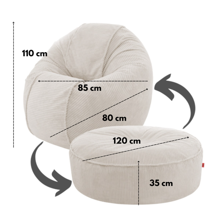 SEDACÍ VAK OVAL 2v1 – plyšový MANŠESTR • 120 cm grafitový