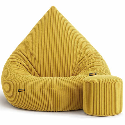 Manšestrový sedací vak velký ŽLUTÝ + PODNOŽKA ZDARMA