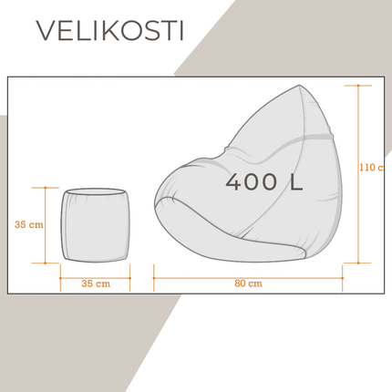 Sedací pytel XXXL s podnožníkem – oranžový| Pro interiér i exteriér
