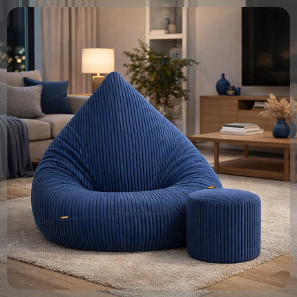 Manšestrový sedací vak pro děti PUDROVĚ RŮŽOVÝ + PODNOŽKA ZDARMA