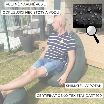 Sedací pytel XXXL s podnožníkem – oranžový| Pro interiér i exteriér