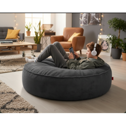 SEDACÍ VAK OVAL 2v1 – plyšový MANŠESTR • 120 cm grafitový