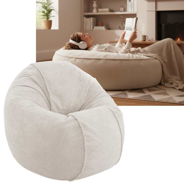 SEDACÍ VAK OVAL 2v1 – plyšový MANŠESTR • 120 cm béžový