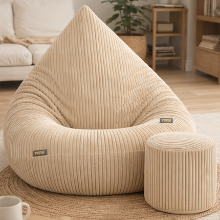 Manšestrový sedací vak pro děti PUDROVĚ RŮŽOVÝ + PODNOŽKA ZDARMA