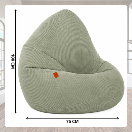 Manšestrový BOHO sedací vak SAKO matový + podnožka S