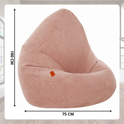 Manšestrový BOHO sedací vak žlutý + podnožka S