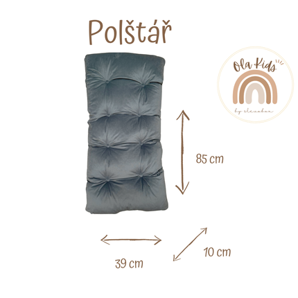 Montessori houpačka s antialergickým sametovým polštářem (v šedé barvě) a skluzavkou, přírodní, 85 cm, 5 v 1,  7 v 1, CE