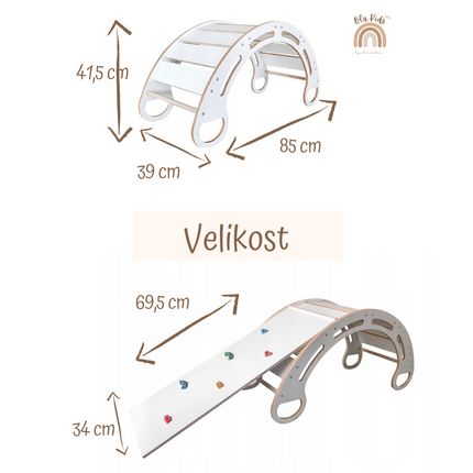 Montessori houpačka se skluzavkou, Bílá, 85 cm, 5 v 1, 7 v 1, CE