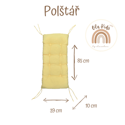 Montessori houpačka s polštářem (v žluté barvě), přírodní, 85 cm, 5 v 1,  7 v 1, CE