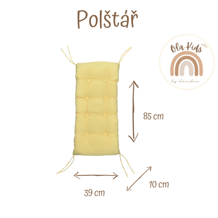 Montessori houpačka s polštářem (v žluté barvě) a skluzavkou, přírodní, 85 cm, 5 v 1,  7 v 1, CE