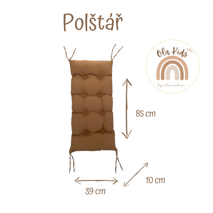 Montessori houpačka s polštářem (v hnědé barvě), přírodní, 85 cm, 5 v 1,  7 v 1