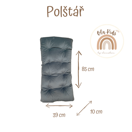 Montessori houpačka s antialergickým sametovým polštářem (v šedé barvě) a skluzavkou, bila, 85 cm, 5 v 1,  7 v 1, CE