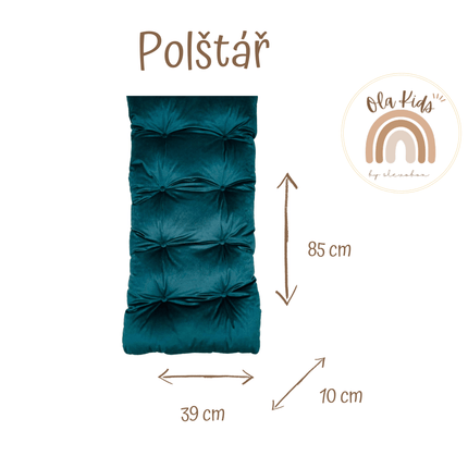 Montessori houpačka s antialergickým sametovým polštářem (v zelené barvě) a skluzavkou, přírodní, 85 cm, 5 v 1,  7 v 1, CE