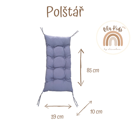 Montessori houpačka s polštářem (v šedé barvě) a skluzavkou, přírodní, 85 cm, 5 v 1,  7 v 1