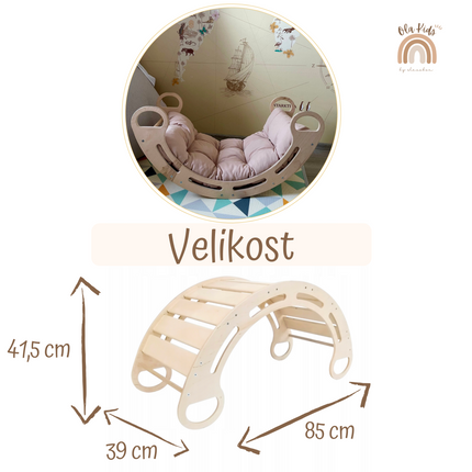 Montessori houpačka s polštářem (v béžové barvě), přírodní, 85 cm, 5 v 1,  7 v 1, CE