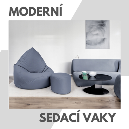 Sedací vak XXXL + podnožník šedý do interieru na terasu nebo zahradu