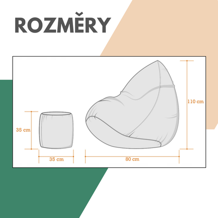 Sedací vak XXXL + podnožník zelený do interieru na terasu nebo zahradu
