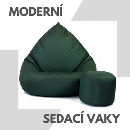 Sedací vak XXXL + podnožník zelený do interieru na terasu nebo zahradu