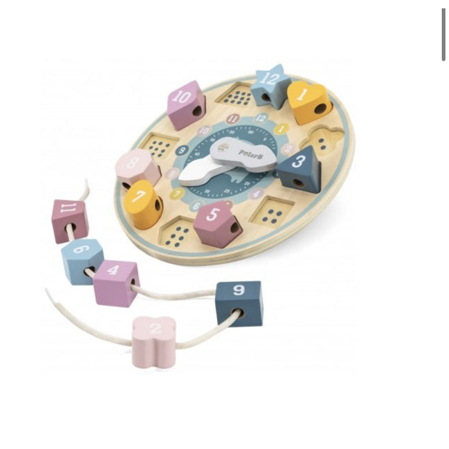 Dřevěné hodiny vkládačka a navlekacka