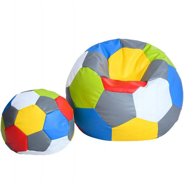 Sedací vak Fotbalový MÍČ XXXXL 100cm + podnožník vícebarevný