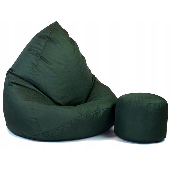 Sedací vak XXXL s podnožníkem – zelený | Pro interiér i exteriér
