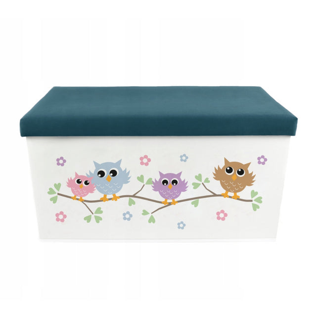 Truhla na hračky čalouněná sovy