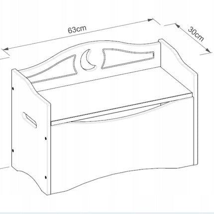 Dřevěná truhla na hračky měsíc, sedátko s bežovým polštářem
