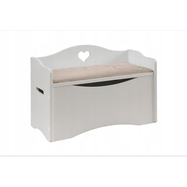 Dřevěná truhla na hračky měsíc, sedátko s bežovým polštářem