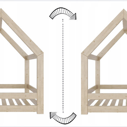 Postel domeček 80 x 160 cm borovice PD včetně roštu asymetrické