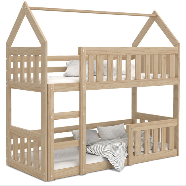 Patrová postel domeček AJK 84 x 164 borovice včetně roštu a matraci