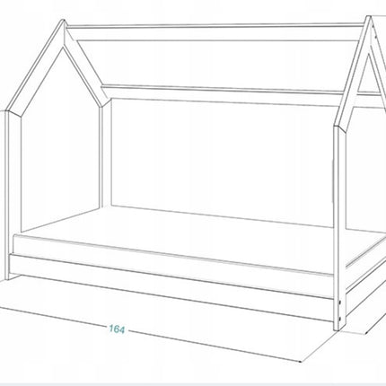 Postel domeček 87 x 168 cm borovice bila Magnat včetně roštu